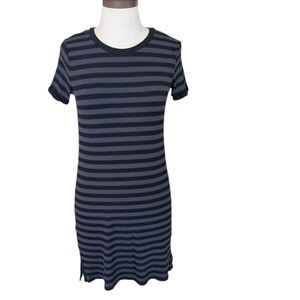 Michael Stars black & gray striped rib knit pull on midi dress. Small